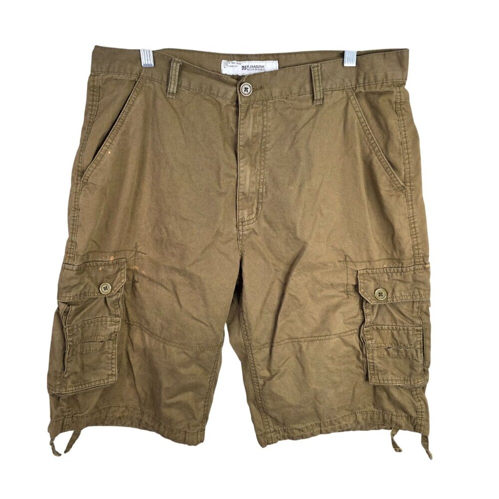 Mens PJ Mark Brown Bermuda Cargo Shorts 13" Inseam 100% Cotton Size 38